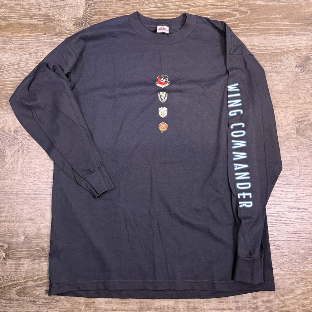 Vintage Wing Commander Game Mens XL Promo‎ T-Shirt Black Long Sleeve 1999 Cotton